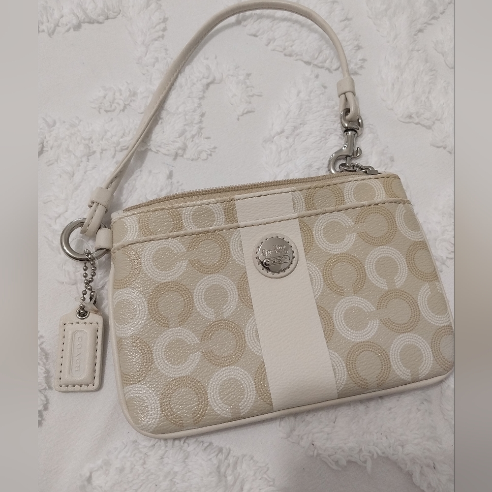 Coach cream/beige wristlet